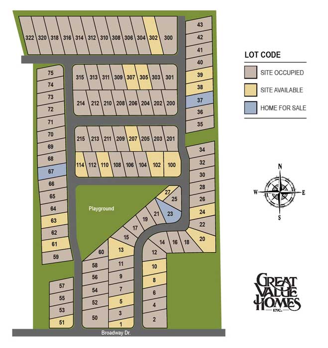 Maplewood Village Plat Map- Freedom WI Manufactured Homes Neighborhood - Great Value Homes